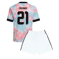 Belgicko Timothy Castagne #21 Vonkajší Detský futbalový dres MS 2026 Krátky Rukáv (+ trenírky)